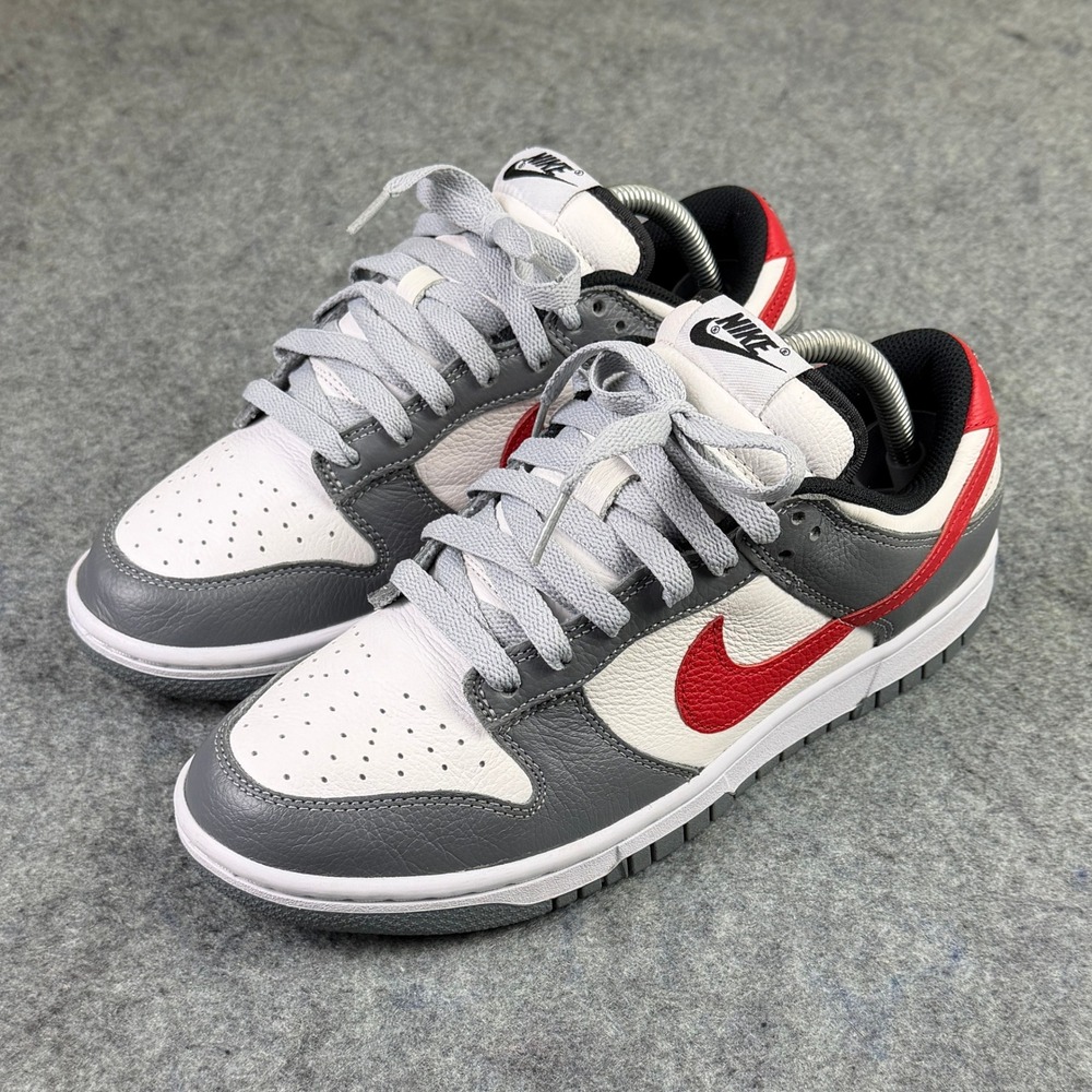Nike Dunk Low By You Custom Pebbled Leather Grey White Red FN0569-900 Mens 8.5